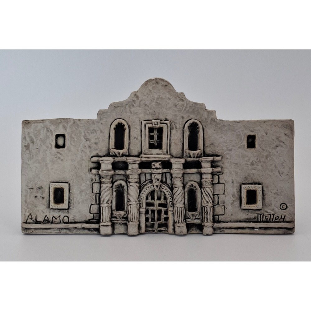 Vintage McHarp Malloy Alamo Mission Wall Plaque Cast Stone Texas 7״